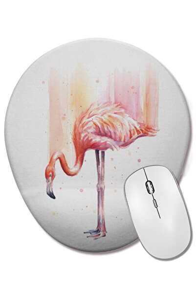 BASKI DÜNYASI Mouse Pad oval Flamingo Pink Rain cu suport pentru încheietura ...