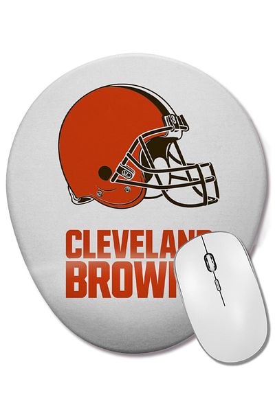 BASKI DÜNYASI Cleveland Browns Oval Mouse Pad with Wrist Support