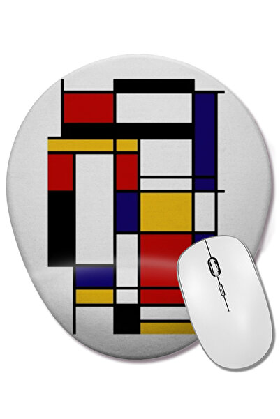 BASKI DÜNYASI Mouse Pad oval Mondrian cu suport pentru încheietura mâinii