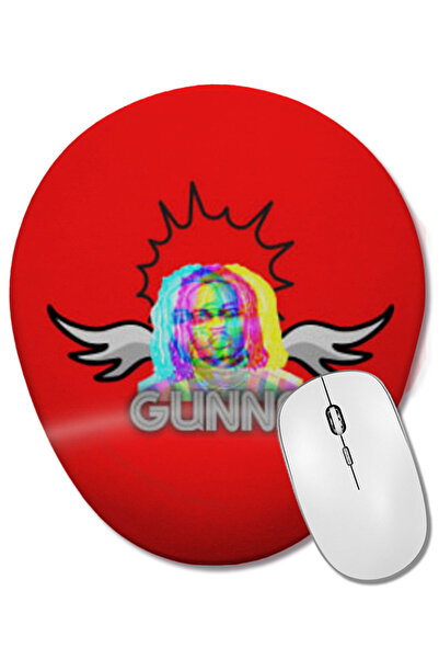 BASKI DÜNYASI Mouse Pad oval cu suport pentru încheietura mâinii Gunna Logo Art