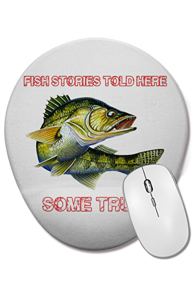 BASKI DÜNYASI Mouse Pad oval Fisherman Fish 3 cu suport pentru încheietura mâ...