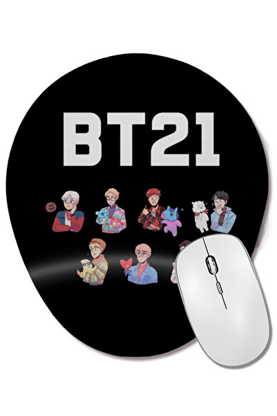 BASKI DÜNYASI Mouse Pad oval Bts Bt21 01 cu suport pentru încheietura mâinii