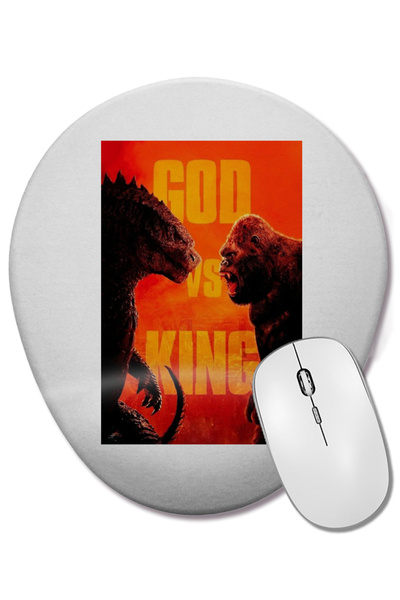 BASKI DÜNYASI Godzilla vs Kong 04 Mouse Pad oval cu suport pentru încheietura mâinii