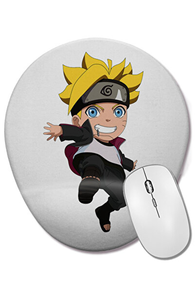 BASKI DÜNYASI Mouse Pad oval Chibi Boruto Uzumaki cu suport pentru încheietur...