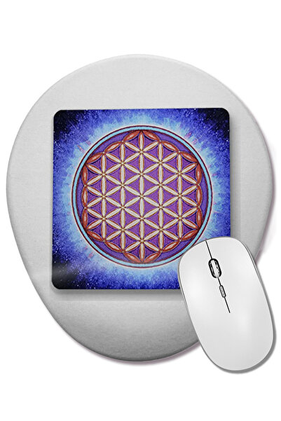 BASKI DÜNYASI Floarea vieții 03 Mouse Pad oval cu suport pentru încheietura m...