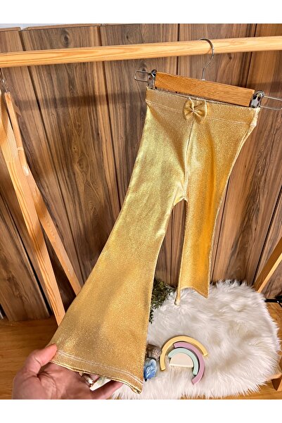 Babyelisco Gold parlak İspanyol paça çocuk tayt