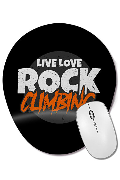 BASKI DÜNYASI Mouse Pad oval Awesome Live Love Rock Climbing Rockclimber cu s...