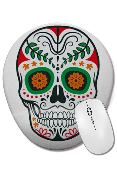 BASKI DÜNYASI Mouse Pad oval cu suport pentru încheietura mâinii, cu craniu c...