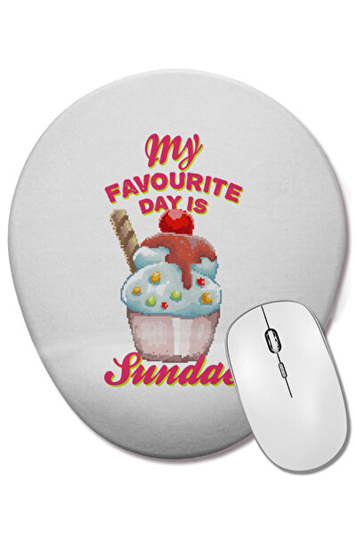 BASKI DÜNYASI Ziua mea preferată este Sundae Ice Cream Pixel Art Mouse Pad ov...