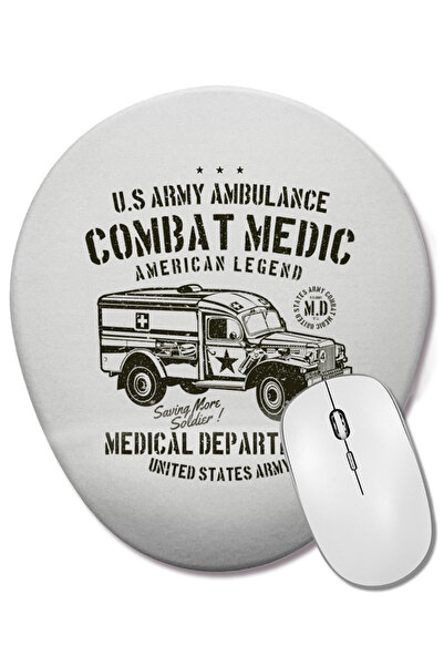 BASKI DÜNYASI Mouse Pad oval cu suport pentru încheietura mâinii, ambulanță a...