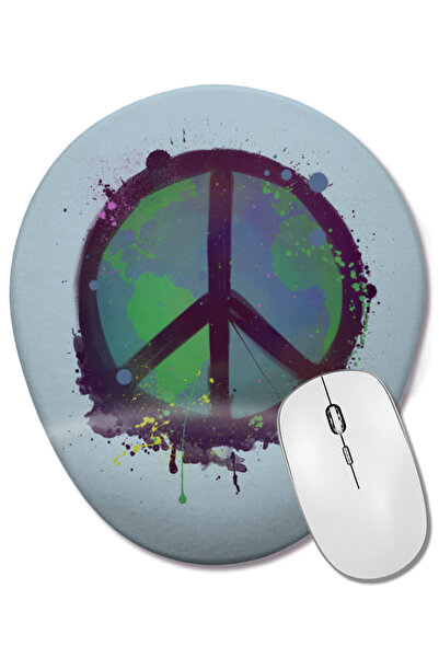 BASKI DÜNYASI Mouse Pad oval cu suport pentru încheietura mâinii Peace