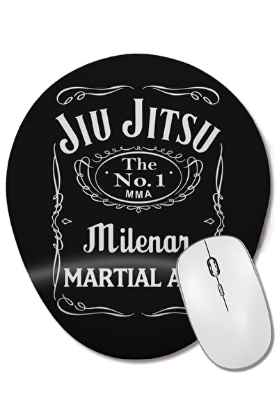 BASKI DÜNYASI Mouse Pad oval Jiu Jitsu Whiskey Tag cu suport pentru încheietu...