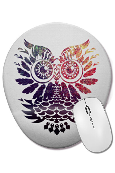 BASKI DÜNYASI Mouse Pad oval Coruja Owl cu suport pentru încheietura mâinii