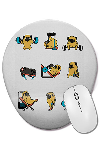 BASKI DÜNYASI Спортен ден за мопси Овална подложка за мишка с опора за китката