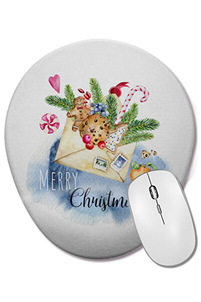 BASKI DÜNYASI Mouse Pad oval pentru Anul Nou 02 cu suport pentru încheietura ...