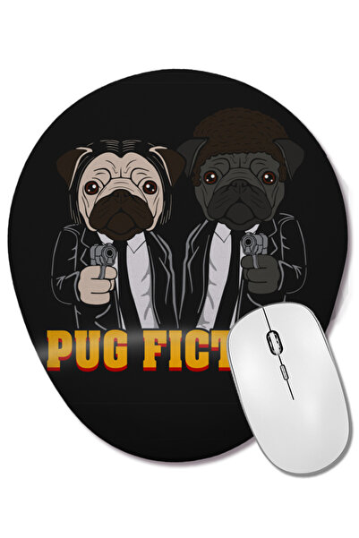BASKI DÜNYASI Mouse Pad oval Pulp Fiction Pug Fiction cu suport pentru închei...