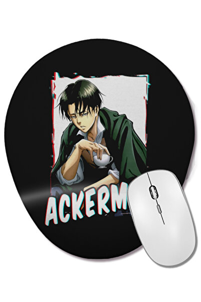 BASKI DÜNYASI Attack On Titan Captain Levi Senpai Mouse Pad oval cu suport pe...