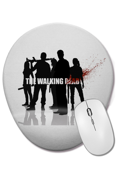 BASKI DÜNYASI Mouse Pad oval The Walking Dead, alb-negru, cu suport pentru în...