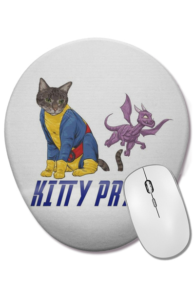 BASKI DÜNYASI Mouse Pad oval Kitty Pryde Lince Negra Cat pisică cu suport pentru încheietura mâinii