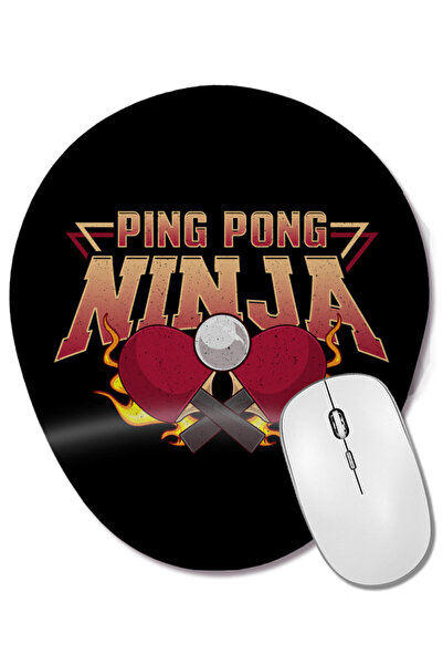 BASKI DÜNYASI Ping Pong Ninja Table Tennis Pingpong Player Mouse Pad oval cu suport pentru încheietura mâinii