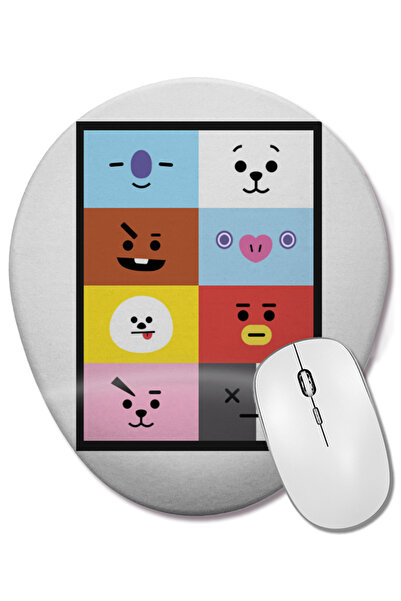 BASKI DÜNYASI Mouse Pad oval Bts BT21 cu suport pentru încheietura mâinii