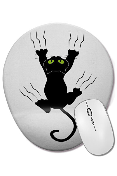 BASKI DÜNYASI Mouse Pad oval Gato Preto Cat pisică cu suport pentru încheietu...