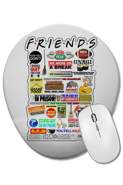 BASKI DÜNYASI Friends 02 Mouse Pad oval cu suport pentru încheietura mâinii