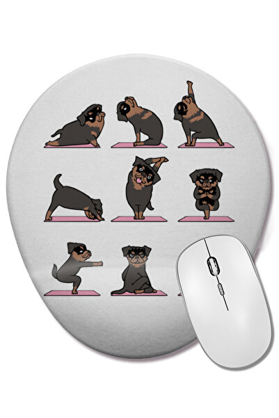 BASKI DÜNYASI Ротвайлер йога Ротфайдар Мопс йога Подложка за китката Овална п...