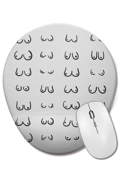 BASKI DÜNYASI Mouse Pad oval cu suport pentru încheietura mâinii Boobies Boob...