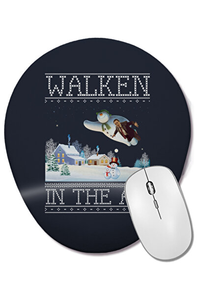 BASKI DÜNYASI Christopher Walken In The Air Snow Man Mouse Pad oval tricotat de Crăciun cu suport pentru încheietura mâinii