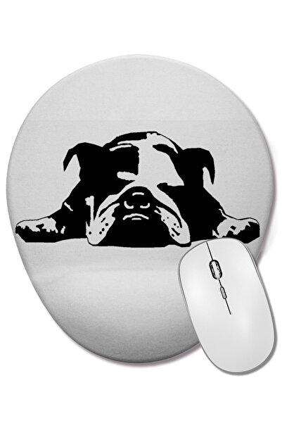 BASKI DÜNYASI Mouse Pad oval cu suport pentru încheietura mâinii, Bulldog Pug...