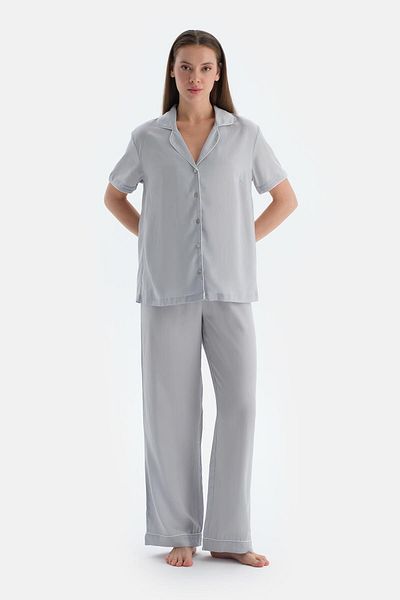 Dagi Light Gray Bias Woven Trousers