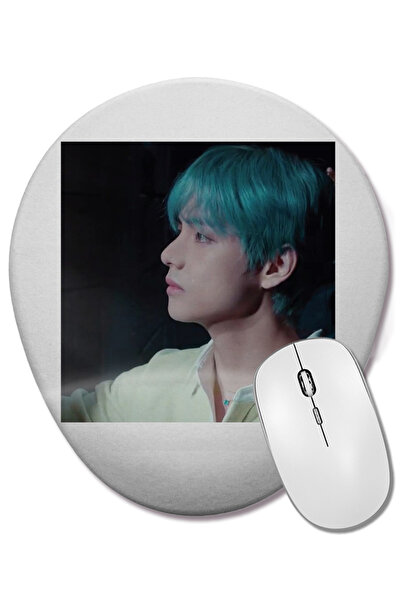 BASKI DÜNYASI Bts V Lights 02 Mouse Pad oval cu suport pentru încheietura mâinii