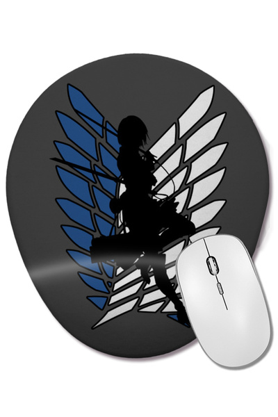 BASKI DÜNYASI Attack On Titan Mikasa Mouse Pad oval cu suport pentru încheiet...