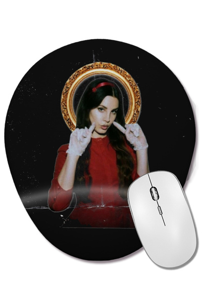 BASKI DÜNYASI Mouse Pad oval Lana Del Rey 01 cu suport pentru încheietura mâinii