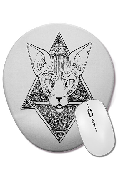 BASKI DÜNYASI Египетски котки Мау Овална подложка за мишка във формата на кот...
