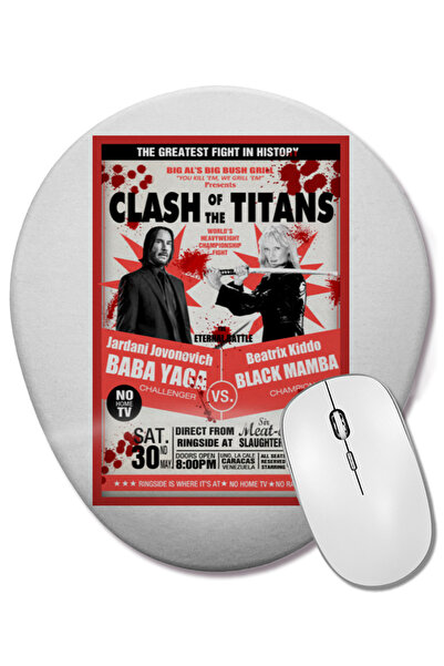 BASKI DÜNYASI Fight Clash of Titans Mouse Pad oval cu suport pentru încheietu...