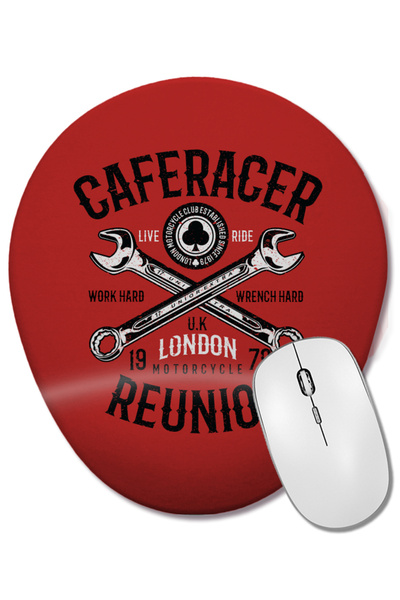 BASKI DÜNYASI Mouse Pad oval Cafe Racer London Motorcycle Reunion cu suport p...