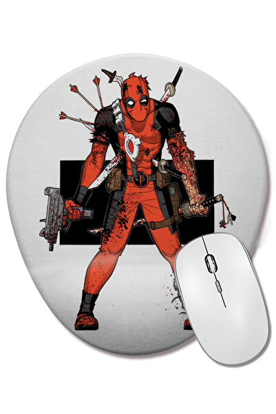 BASKI DÜNYASI Deadpool Angry Mouse Pad oval cu suport pentru încheietura mâinii