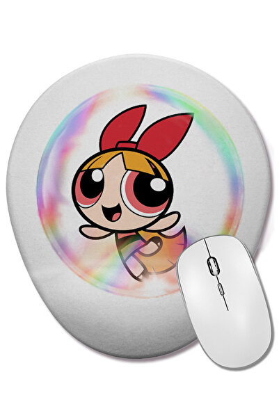 BASKI DÜNYASI Mouse Pad oval Bubbles Powerpuff Girls cu suport pentru încheietura mâinii