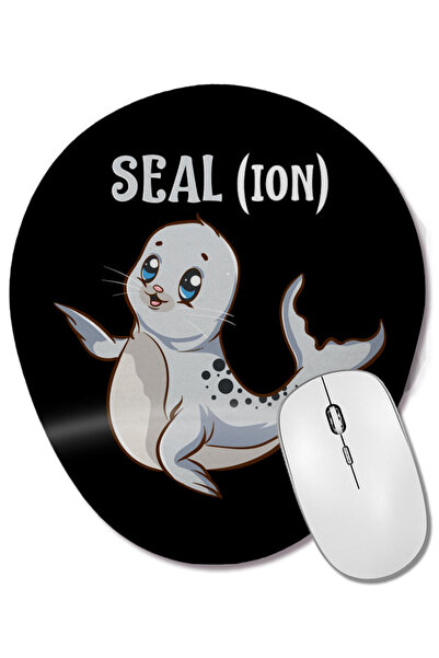 BASKI DÜNYASI Seal(ion) Sea Lion Pun Funny Baby Sealion Pun Mouse Pad oval cu suport pentru încheietura mâinii