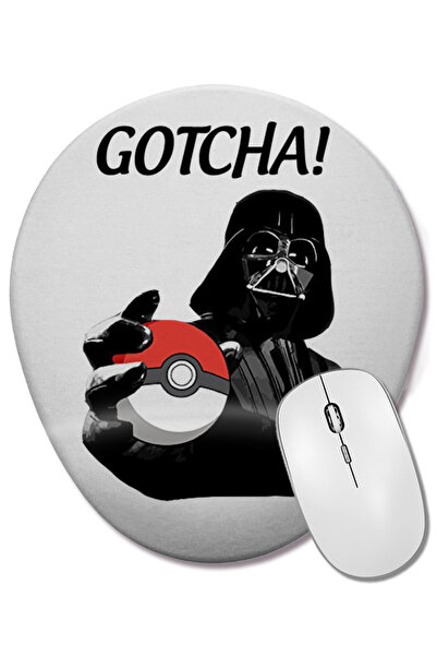 BASKI DÜNYASI Pokemon Pikachu Pokeball Star Wars Darth Vader Mouse Pad oval cu suport pentru încheietura mâinii