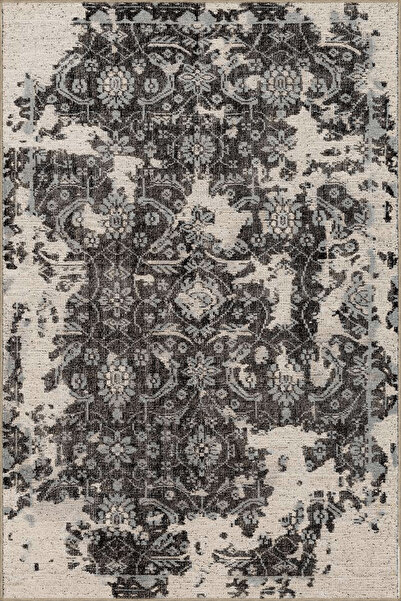 Rugs Modern Halı Gri Bej Temalı Soyut Geleneksel Motif Desenli Vintage Dekora...