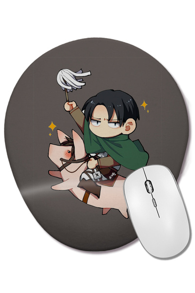 BASKI DÜNYASI Attack On Titan Chibi Levi 1 Mouse Pad oval cu suport pentru în...