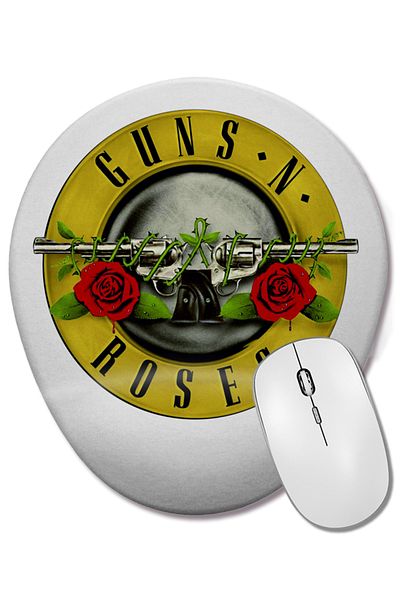 BASKI DÜNYASI لوحة ماوس بيضاوية من Guns n Roses 02 مع مسند للمعصم