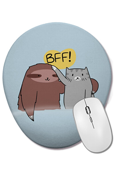 BASKI DÜNYASI Bff lenjivac i mačka mačka ovalna podloga za miša sa podrškom z...