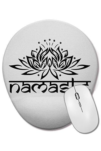 BASKI DÜNYASI Namaste Yoga 03 Mouse Pad oval cu suport pentru încheietura mâinii
