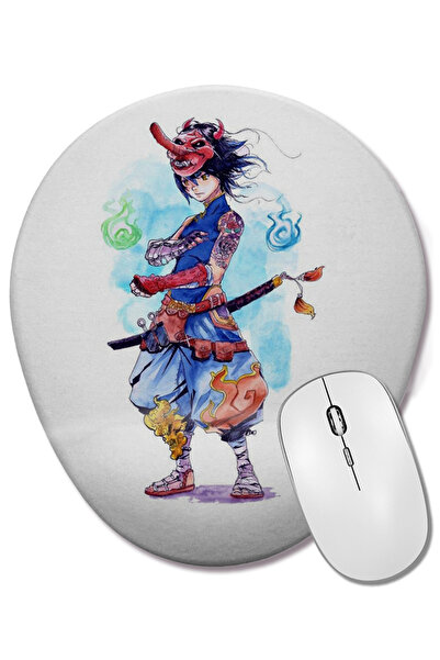 BASKI DÜNYASI Mouse Pad oval Oni cu suport pentru încheietura mâinii