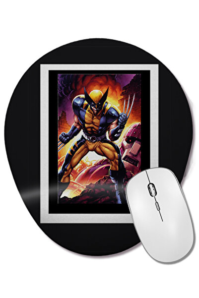 BASKI DÜNYASI Mouse Pad oval Wolverine 02 cu suport pentru încheietura mâinii
