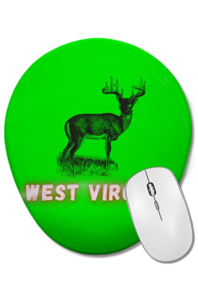 BASKI DÜNYASI West Virginia Art Gift Mouse Pad oval cu suport pentru încheiet...